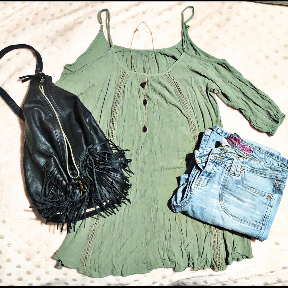 Fringe Black Faux Leather Backpack